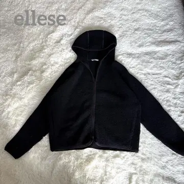 ellesse 후드 부착 L 여성용 블랙 플리스 자켓