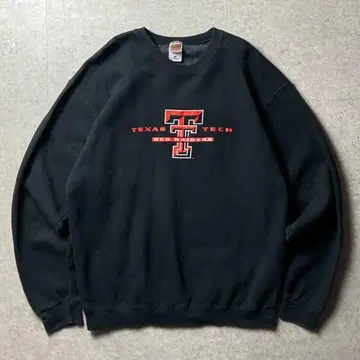 90s 미국 빈티지 의류 칼리지 로고 텍사스 공과대학 아메카지 블랙 XL