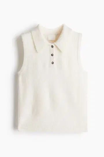 H&M 카라 부착 풀오버 베스트 크림 S 사이즈
