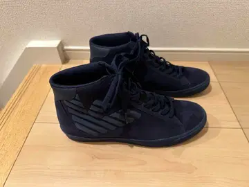 미사용 엠포리오 아르마니 하이컷 스니커즈 네이비 스웨이드 27