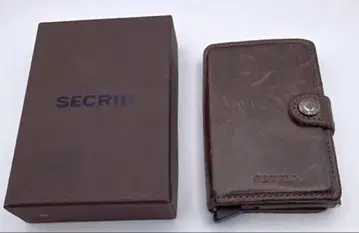 [ SECRID ] 천연 가죽 미니 지갑 브라운 박스 포함
