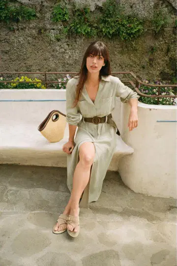 ZARA 카키 셔츠 원피스 M