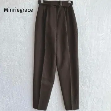 Minriegrace | 벨트 포함 슬랙스 팬츠 턱 울 100%