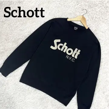 레어 Schott 샷 트레이닝복 로고 자수 블랙 속기모 L 사이즈