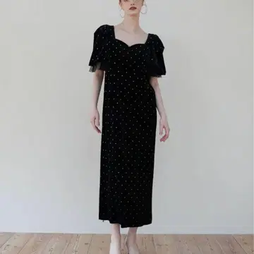 acka bijou dot velours dress