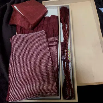 크림슨 컬러 순수 실크 오비 장식 천 허리띠 다테에리 성인식