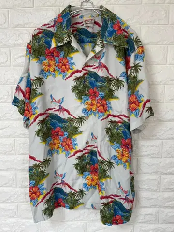 하와이안 ALOHA TROPICAL 꽃무늬 아로하 셔츠 반팔 L