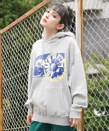 X-girl MONOCHROME DAISY SWEAT HOODIE