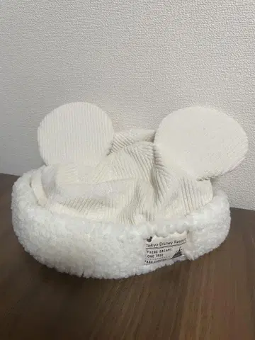 디즈니 리조트 미키 귀도리 모자 코듀로이 보아 화이트