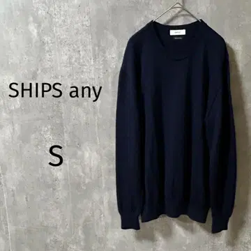 4223 [ ships any ] 크루넥 스웨터 무지 네이비 S 일본제