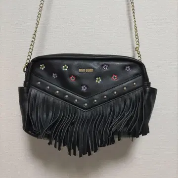 [ 새상품급 ] MARY QUANT 숄더백 블랙 플라워 프린지