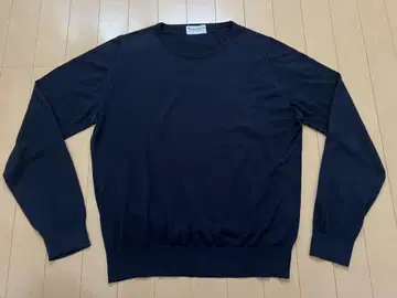 John Smedley 크루넥 긴팔 씨 아일랜드 코튼 M 네이비