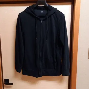 새상품급 유니클로 블랙 후드 부착 후드티 풀 집업 빅 사이즈 XL