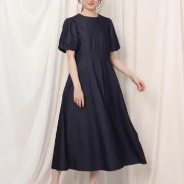 [ 쿠튀르 브로치 ] 새상품급 데님라이크 백리본 샴브레이 원피스