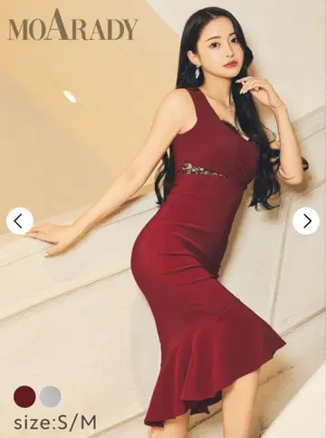 Dazzy MOARADY 버건디 빨간색 슬리브리스 드레스