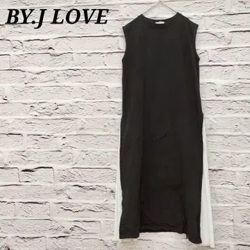 BY.J LOVE 슬리브리스 롱 원피스 이소재 절개 크루넥