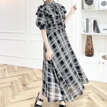evelyn 체크 롱 원피스