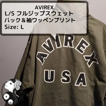 AVIREX (아비렉스) L/S 풀 집업 맨투맨 백 프린트 L