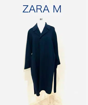 [ ZARA ] 울 더블 페이스 네이비 벨트 롱 코트