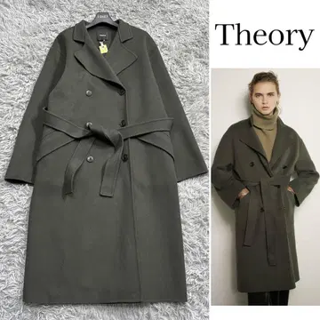 컨디션 최상 21AW 띠어리 8만 캐시미어 혼방 더블 롱 코트 벨트 카키