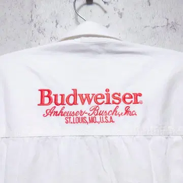 90s Budweiser 버드와이저 자수 로고 긴팔 셔츠 화이트