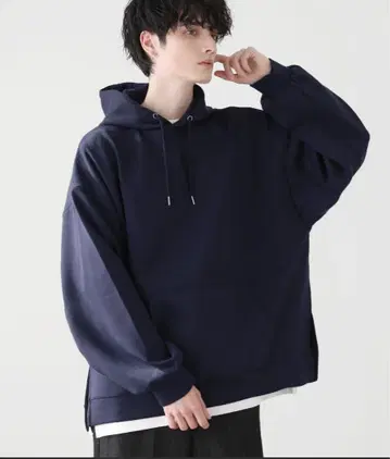 네이비 오버 사이즈 후드티