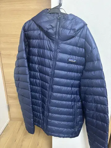 patagonia 후드 부착 다운 자켓 L 네이비