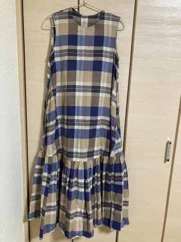 MUJI 마드라스 체크 슬리브리스 원피스