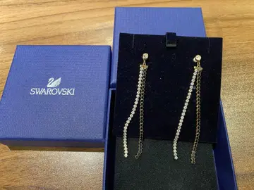 Swarovski 롱 귀걸이 체인 실버 블랙