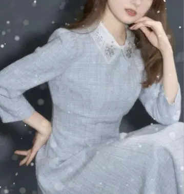 토코 클로젯 레이스 카라 백 레이스업 트위드 원피스