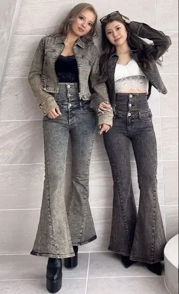 GYDA 케미컬 워시 스트레치 플레어 데님 팬츠 S 사이즈
