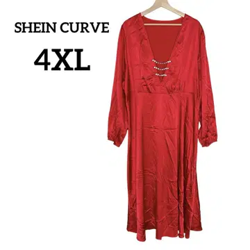 SHEIN CURVE [ 4XL ] 레드 롱 드레스 파티 할로윈 야회