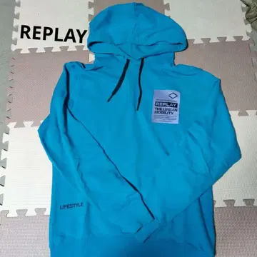 직영점 구매 REPLAY 후드 부착 후드티 파랑