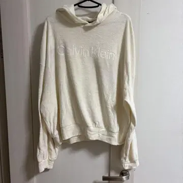 Calvin Klein 화이트 후드 부착 후드티 XL
