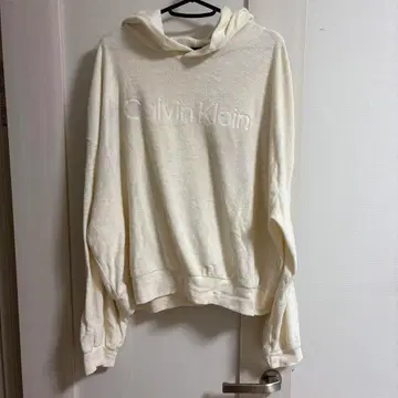 Calvin Klein 화이트 후드 부착 후드티 XL