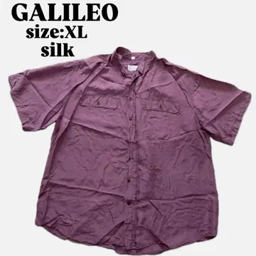 [90s] GALILEO 갈릴레오 실크 셔츠 (XL) 반팔 셔츠 퍼플