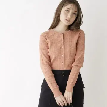 새상품 다크 오렌지 리브 가디건 긴팔 인덱스