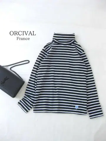 새상품급! ORCIVAL 오르치발 긴팔 티셔츠 0 보더 무늬 터틀넥