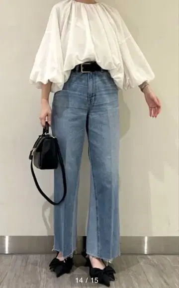 새상품급 Mila Owen 소매 볼륨 시어 벌룬 블라우스 0