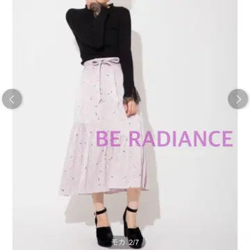 BE RADIANCE 도트 스타 프린트 롱 스커트