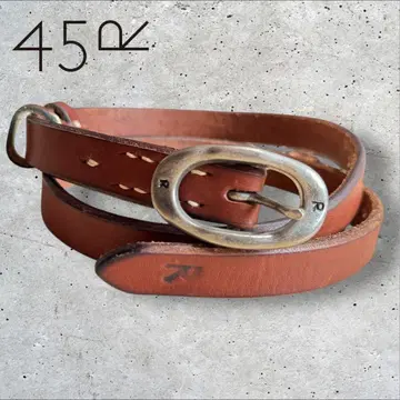 45R 45R 가죽 벨트 브라운 로고 금장 장식
