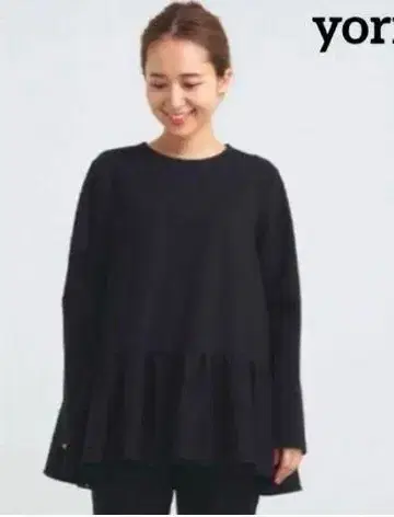 Yori 21AW 누쿠누쿠 헴프릴 블라우스 블랙 사이즈 36 A24305