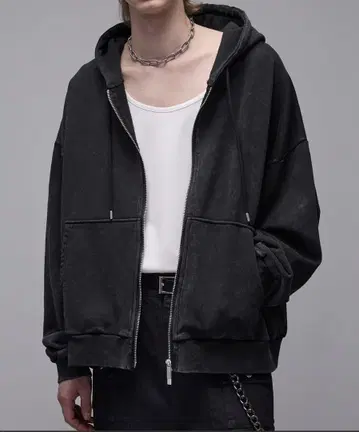 [Loose] 헤비 웨이트 빈티지 숏 풀 집업 후드티