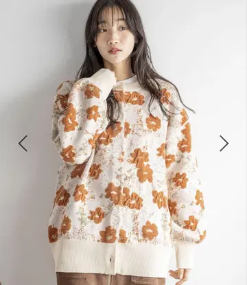 LOWRYS FARM 플라워 가디건 LONG 베이지