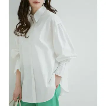새상품급 워셔블 플리츠 슬리브 셔츠 ViS