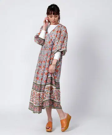 FREAK'S STORE 패널 무늬 원피스 카슈쿨 에스닉 코튼