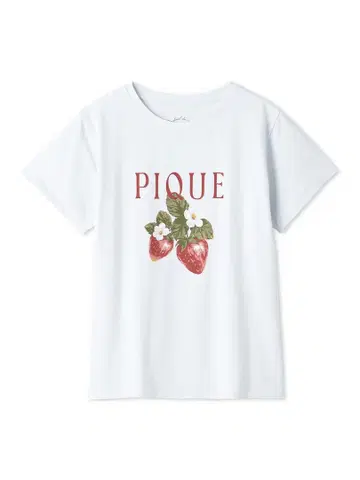 [택 포함 새상품] gelato pique 딸기 포인트 T셔츠 화이트