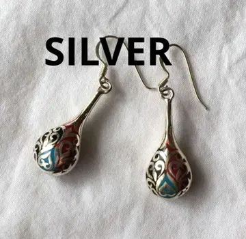 빈티지 에나멜 실버 귀걸이 SILVER 아라베스크 드롭