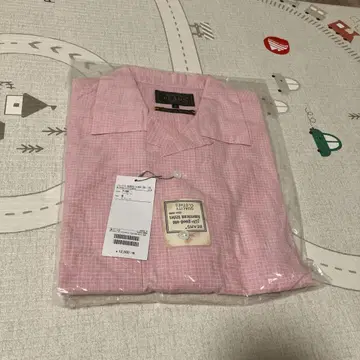 미개봉 새상품 BEAMS PLUS 하케메 체크 오픈 카라 셔츠 핑크 M
