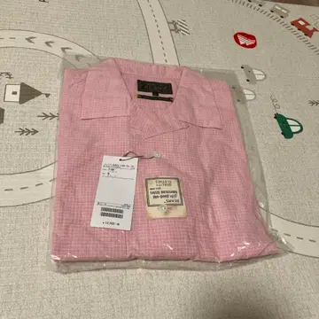 미개봉 새상품 BEAMS PLUS 하케메 체크 오픈 카라 셔츠 핑크 M